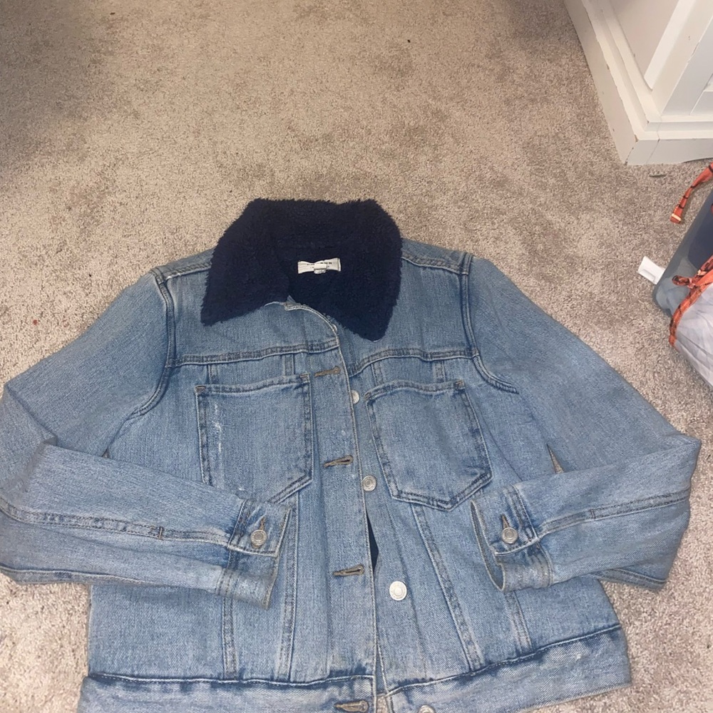 Jean jacket with blue Sherpa fur